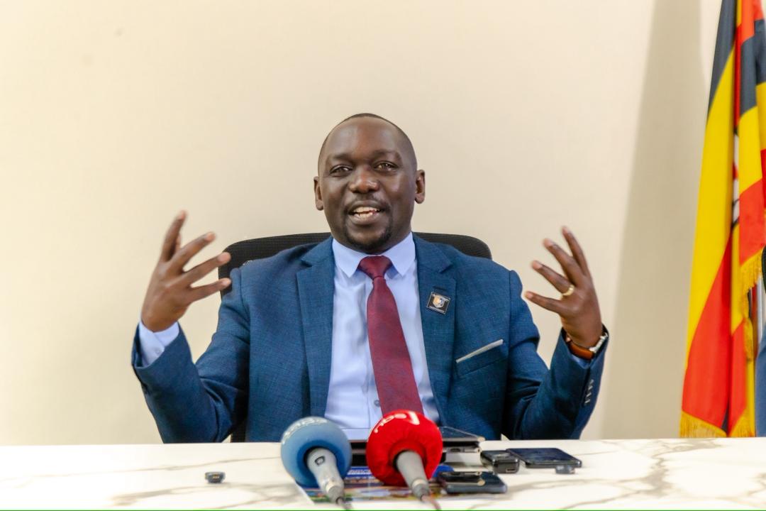 Cornerstone University Vice Chancellor Dr Richmond Wandera addresses journalists during a press briefing at the university’s Bweyogerere campus.