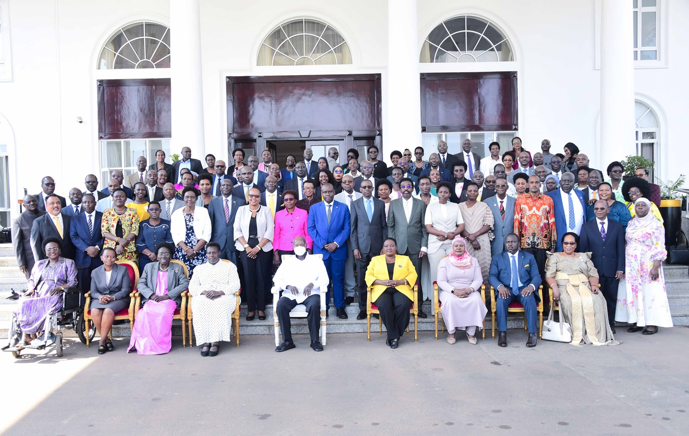 President Museveni group photo after the first Cabinet meeting of his newly constituted 2026–2031 administration at State House